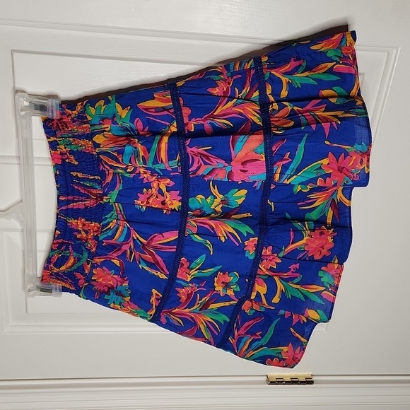 J.Crew Factory Smocked Tiered Mini Skirt Blue Size XS NWT - Picture 2 of 11